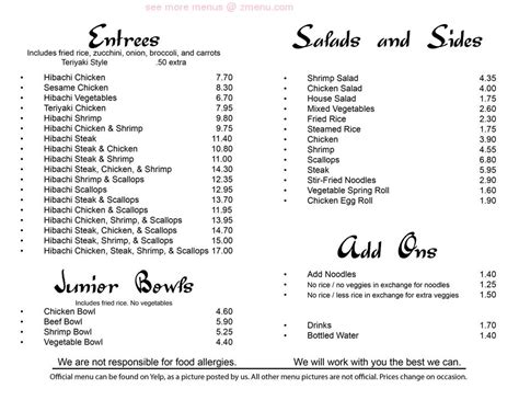 tokyo express high point menu  Tokyo Express Hours by Cities